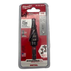 Milwaukee 48-89-9244 SHOCKWAVE Impact Step Drill Bit #4 3/16 to 7/8 Titanium